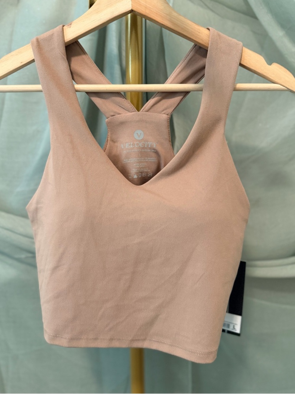 Velocity Taupe Stretch Active Skyline Bra
